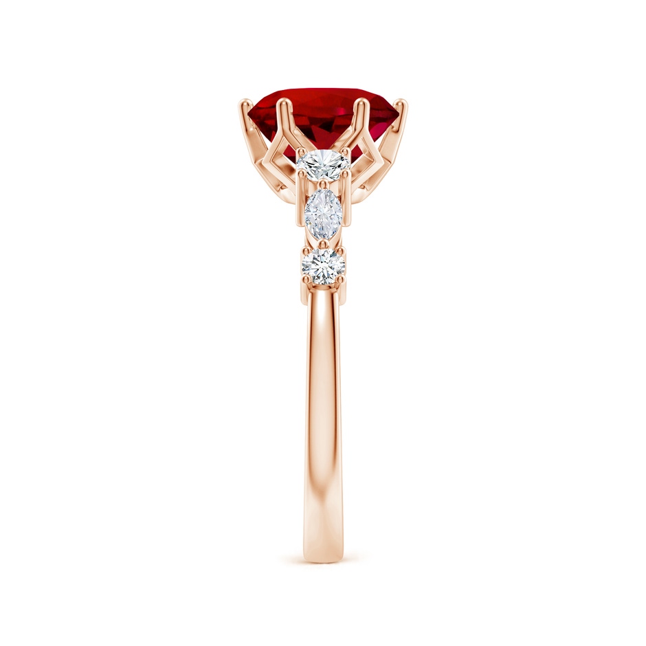 8mm Labgrown Lab-Grown Classic Round Ruby Side Stone Engagement Ring in Rose Gold side 299