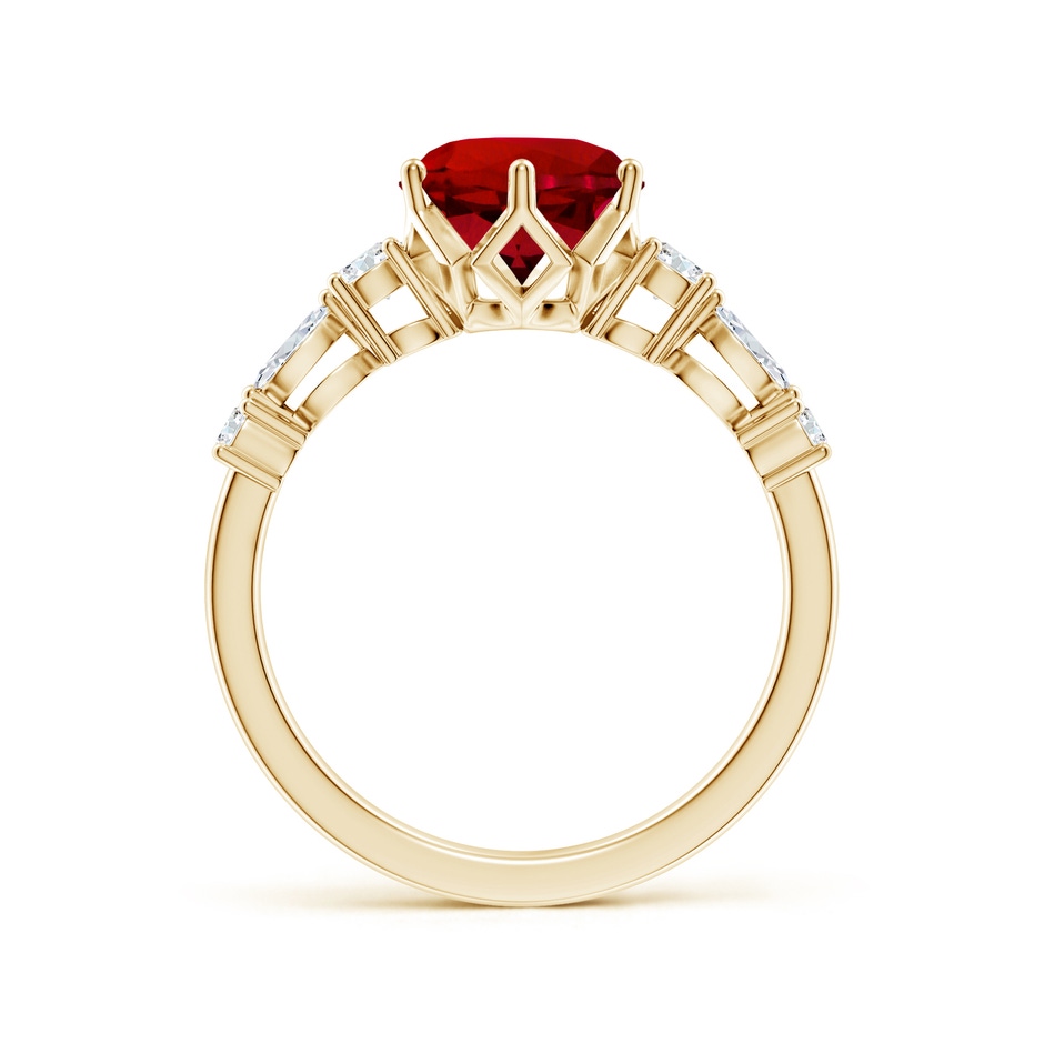 8mm Labgrown Lab-Grown Classic Round Ruby Side Stone Engagement Ring in Yellow Gold side 199