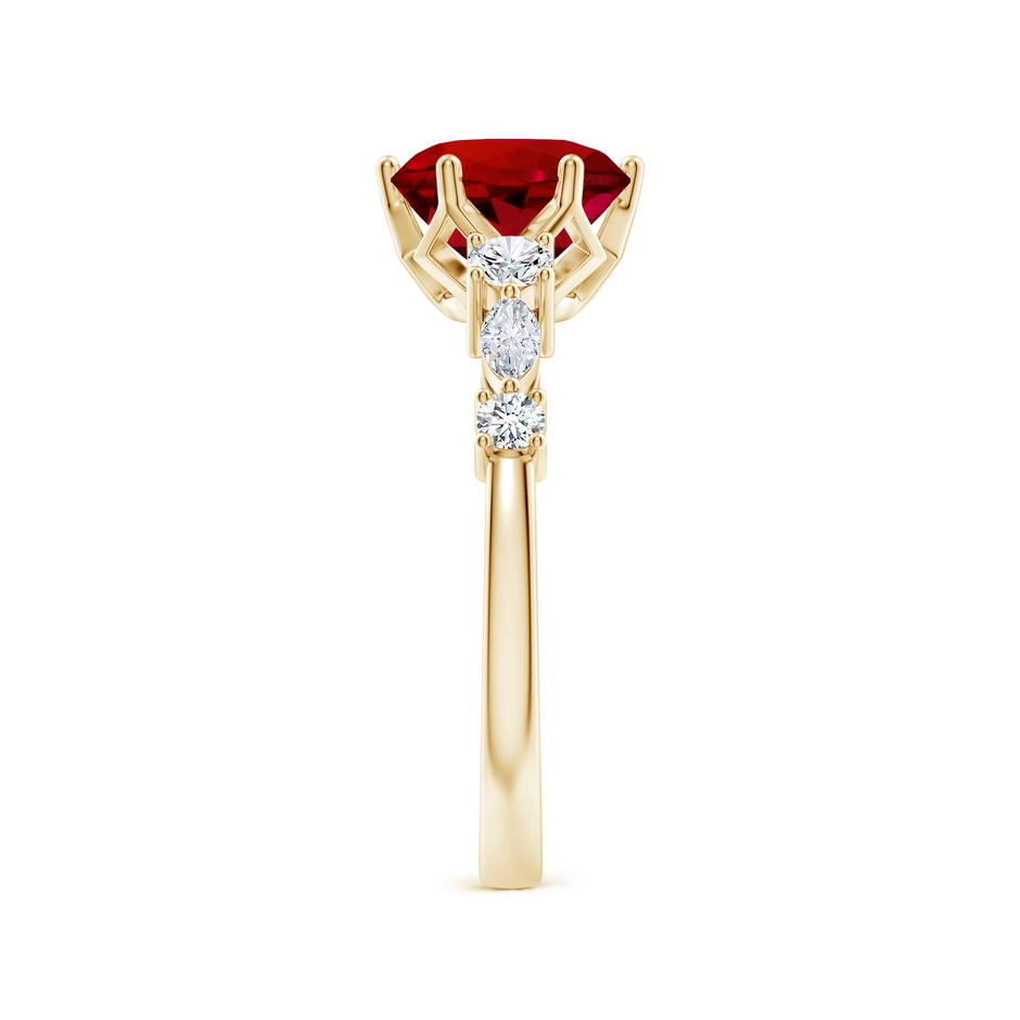 8mm Labgrown Lab-Grown Classic Round Ruby Side Stone Engagement Ring in Yellow Gold side 299