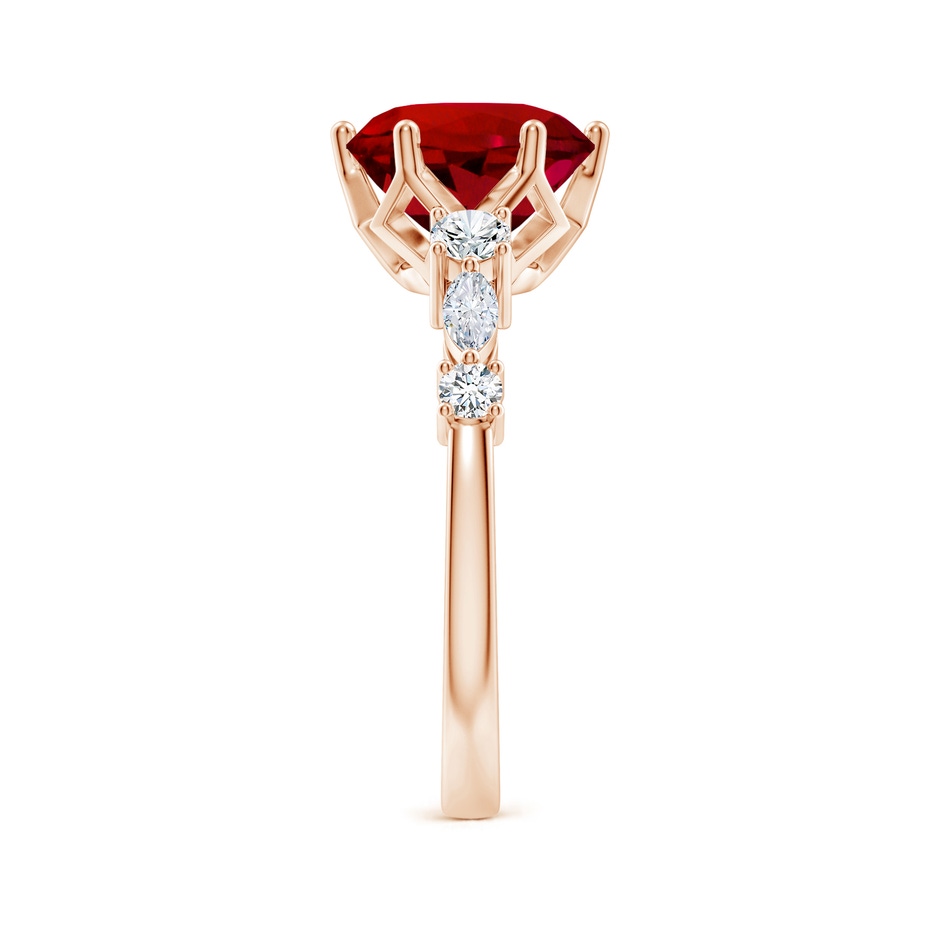 9mm Labgrown Lab-Grown Classic Round Ruby Side Stone Engagement Ring in Rose Gold side 299