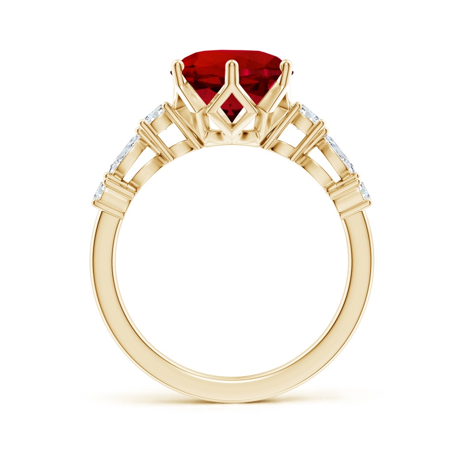 9mm Labgrown Lab-Grown Classic Round Ruby Side Stone Engagement Ring in Yellow Gold side 199