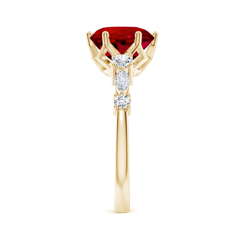 9mm Labgrown Lab-Grown Classic Round Ruby Side Stone Engagement Ring in Yellow Gold side 299
