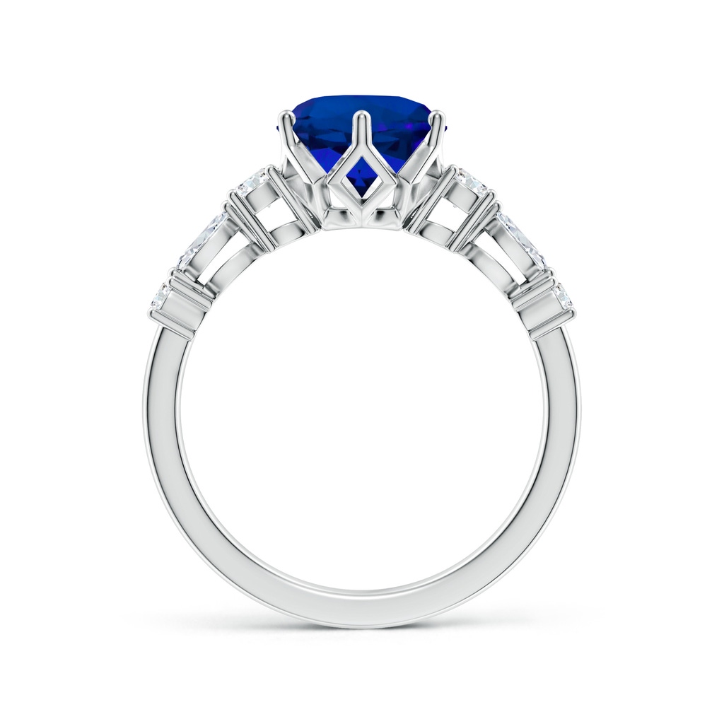 8mm Labgrown Lab-Grown Classic Blue Sapphire Diamond Side Stone Engagement Ring in White Gold Side 199