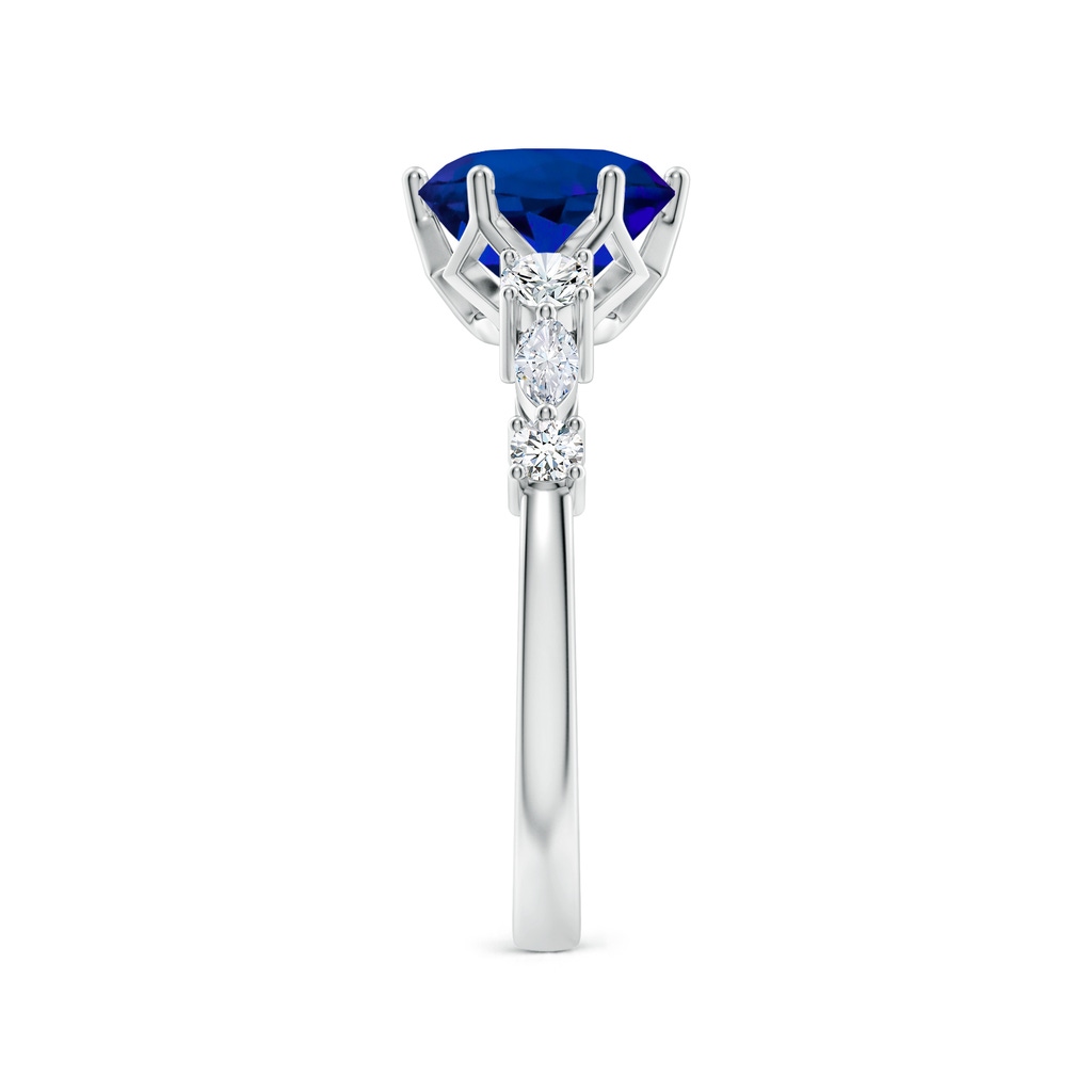 8mm Labgrown Lab-Grown Classic Blue Sapphire Diamond Side Stone Engagement Ring in White Gold Side 299