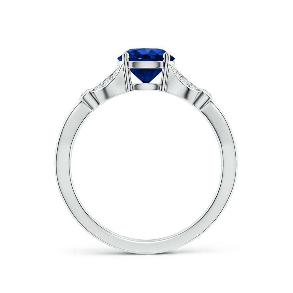 6.5mm Labgrown Lab-Grown Nature-Inspired Round Blue Sapphire Engagement Ring with Leaf Motifs in P950 Platinum side 199