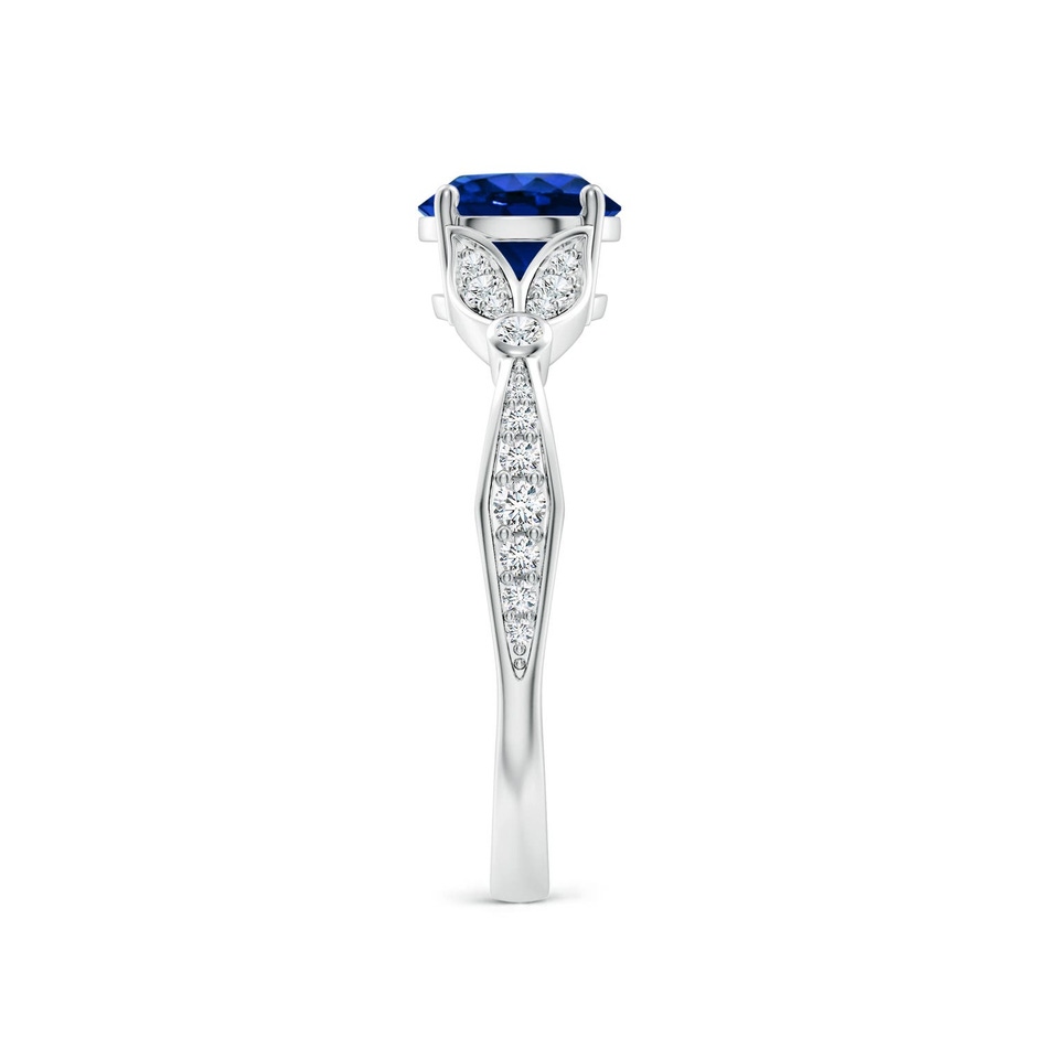 6.5mm Labgrown Lab-Grown Nature-Inspired Round Blue Sapphire Engagement Ring with Leaf Motifs in P950 Platinum side 299