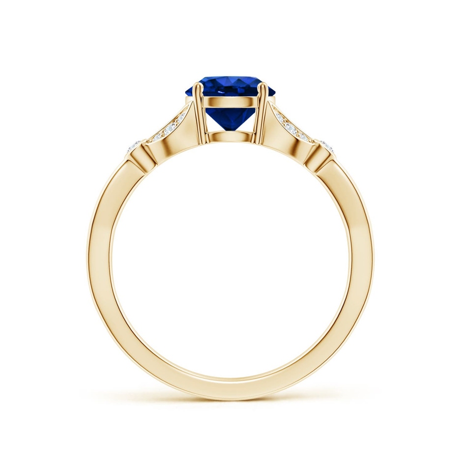 6.5mm Labgrown Lab-Grown Nature-Inspired Round Blue Sapphire Engagement Ring with Leaf Motifs in Yellow Gold side 199