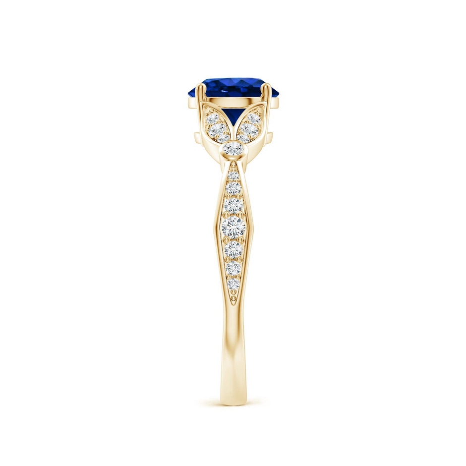 6.5mm Labgrown Lab-Grown Nature-Inspired Round Blue Sapphire Engagement Ring with Leaf Motifs in Yellow Gold side 299