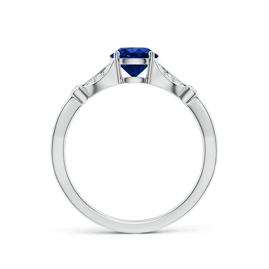 6mm Labgrown Lab-Grown Nature-Inspired Round Blue Sapphire Engagement Ring with Leaf Motifs in P950 Platinum side 199