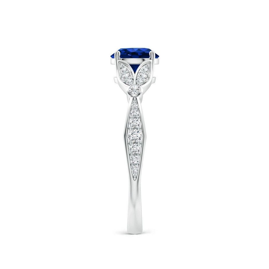 6mm Labgrown Lab-Grown Nature-Inspired Round Blue Sapphire Engagement Ring with Leaf Motifs in P950 Platinum side 299