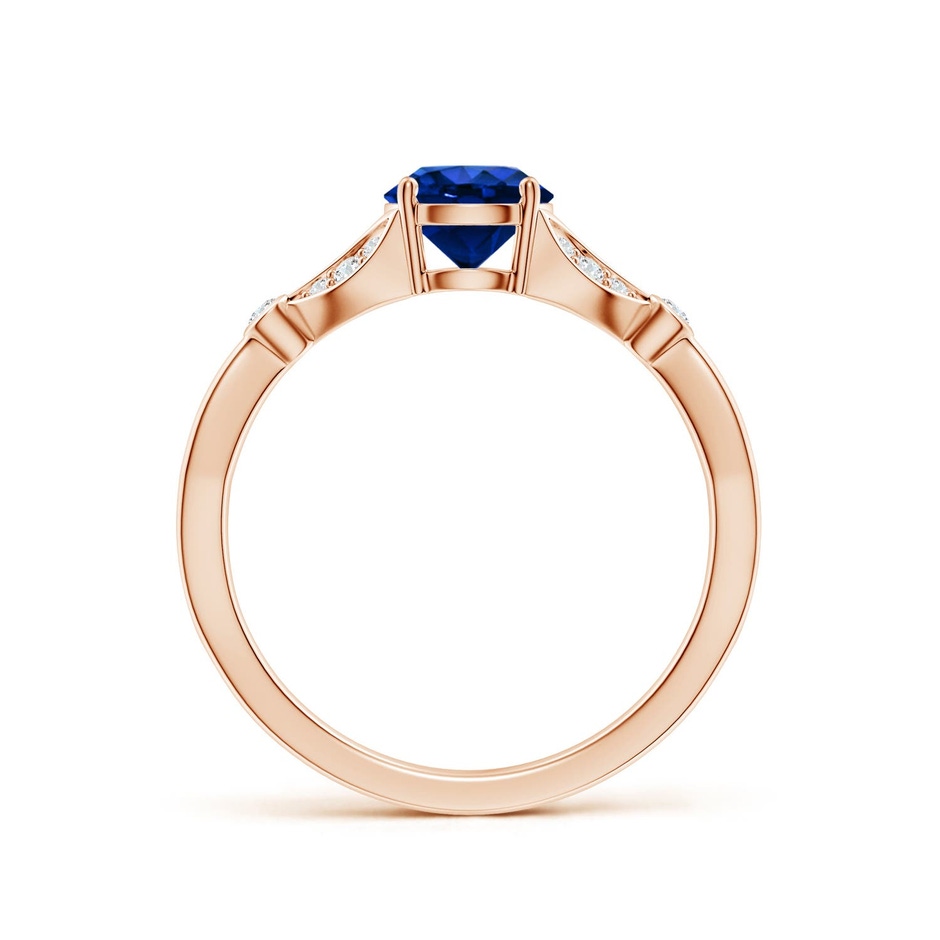 6mm Labgrown Lab-Grown Nature-Inspired Round Blue Sapphire Engagement Ring with Leaf Motifs in Rose Gold side 199