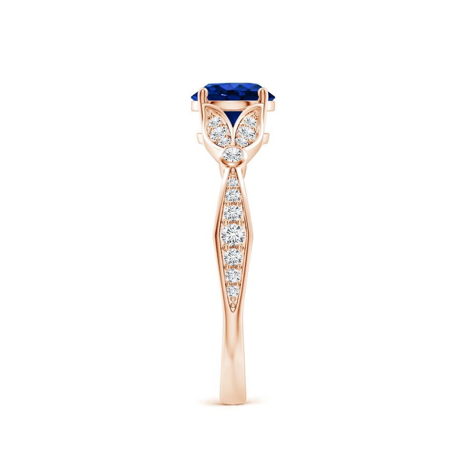 6mm Labgrown Lab-Grown Nature-Inspired Round Blue Sapphire Engagement Ring with Leaf Motifs in Rose Gold side 299