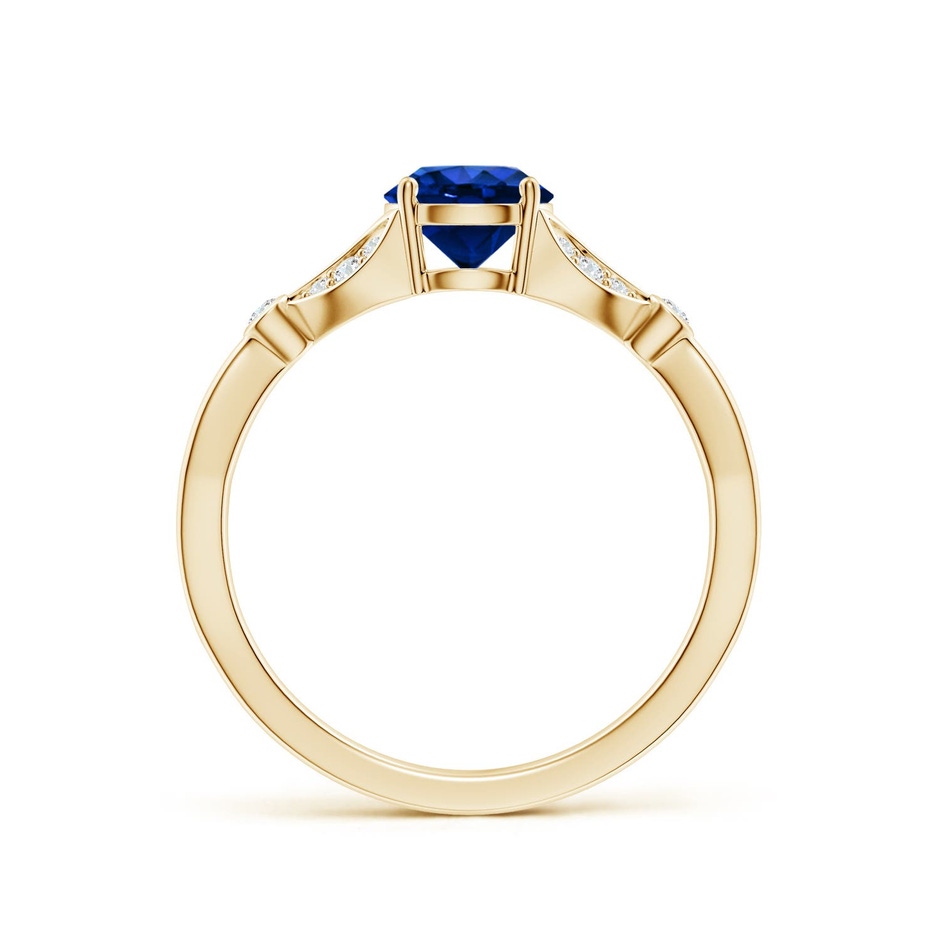 6mm Labgrown Lab-Grown Nature-Inspired Round Blue Sapphire Engagement Ring with Leaf Motifs in Yellow Gold side 199