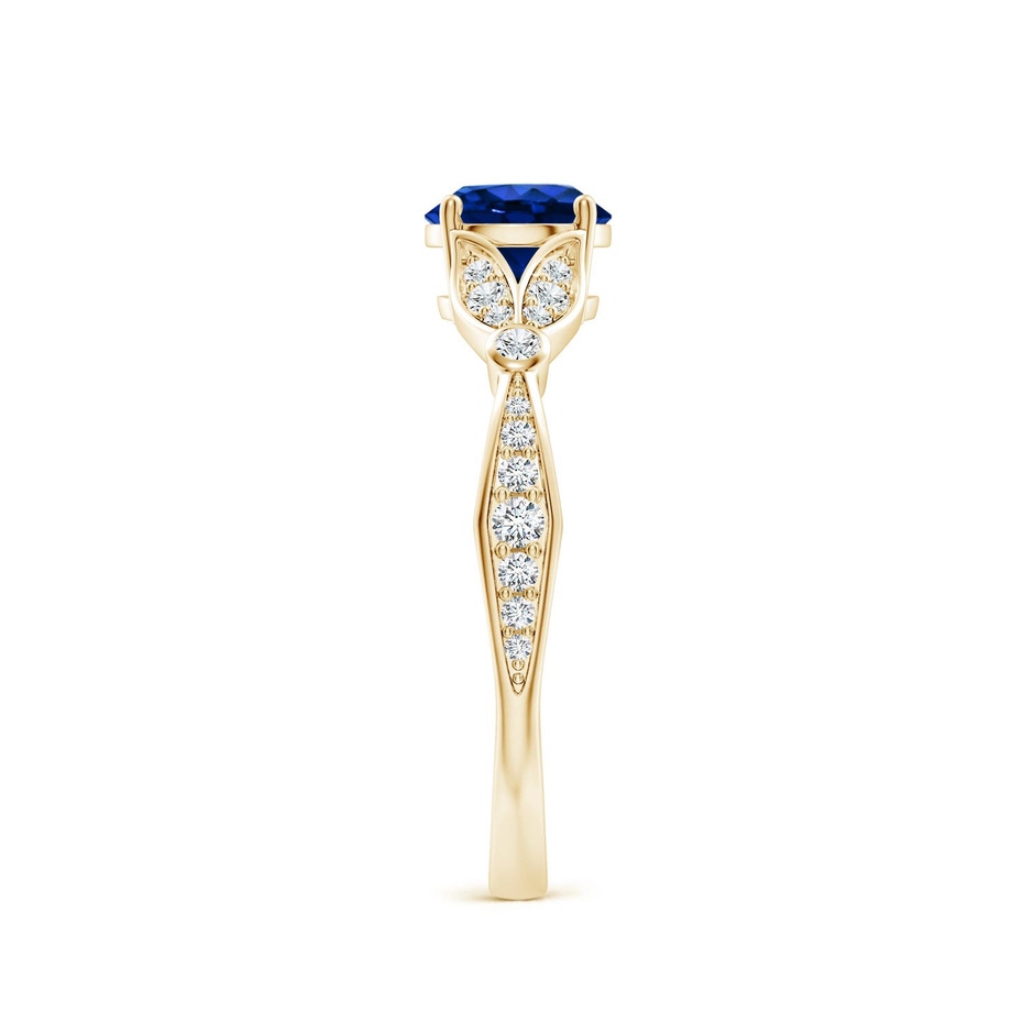6mm Labgrown Lab-Grown Nature-Inspired Round Blue Sapphire Engagement Ring with Leaf Motifs in Yellow Gold side 299