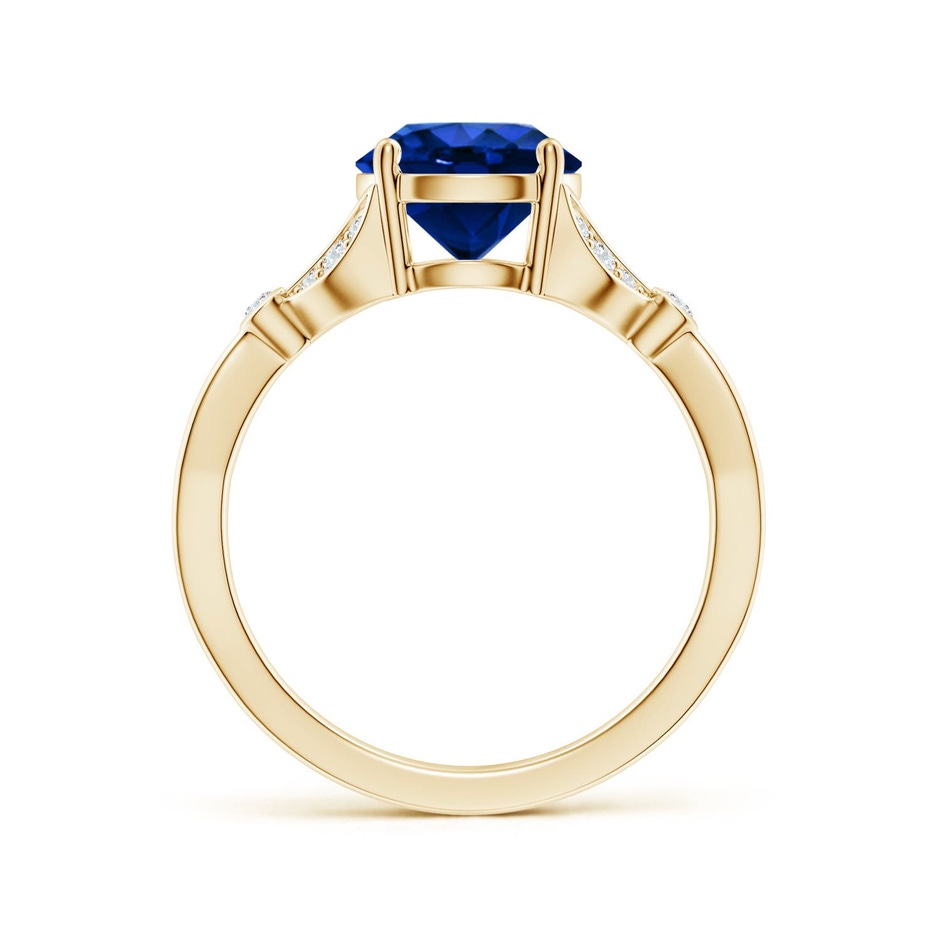8mm Labgrown Lab-Grown Nature-Inspired Round Blue Sapphire Engagement Ring with Leaf Motifs in 18K Yellow Gold side 199