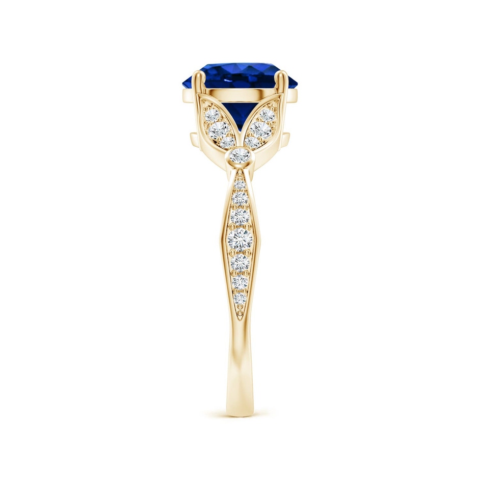 8mm Labgrown Lab-Grown Nature-Inspired Round Blue Sapphire Engagement Ring with Leaf Motifs in 18K Yellow Gold side 299