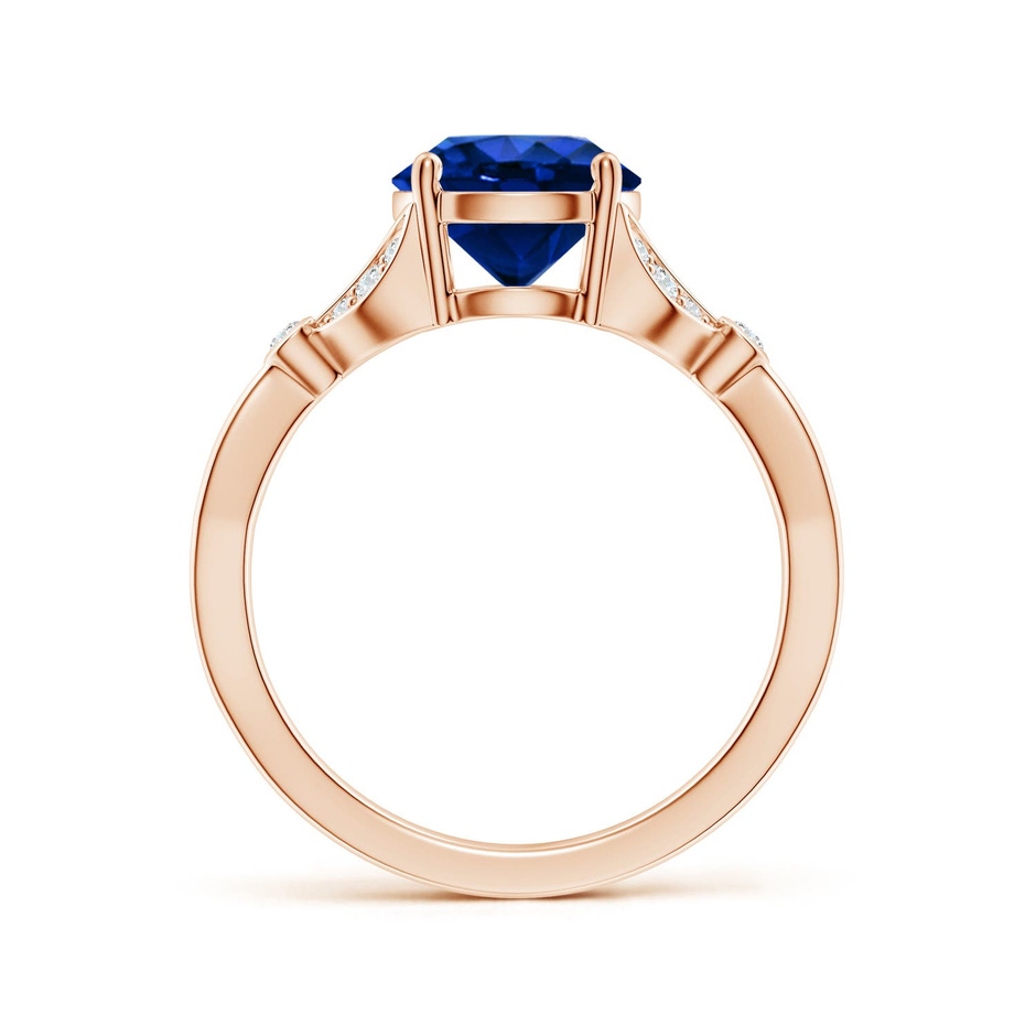 8mm Labgrown Lab-Grown Nature-Inspired Round Blue Sapphire Engagement Ring with Leaf Motifs in Rose Gold side 199