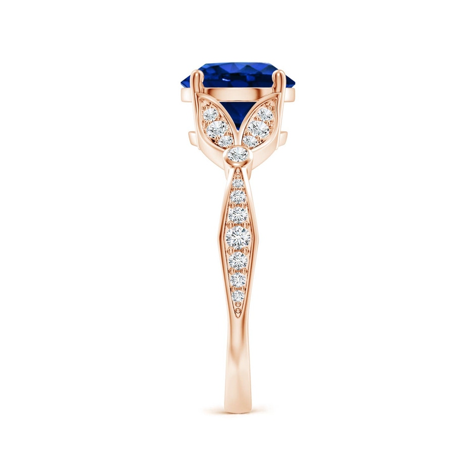 8mm Labgrown Lab-Grown Nature-Inspired Round Blue Sapphire Engagement Ring with Leaf Motifs in Rose Gold side 299