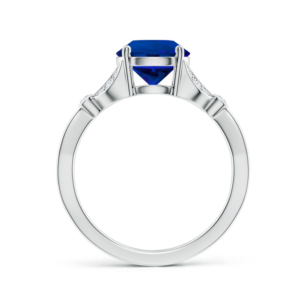 8mm Labgrown Lab-Grown Nature-Inspired Round Blue Sapphire Engagement Ring with Leaf Motifs in White Gold Side 199
