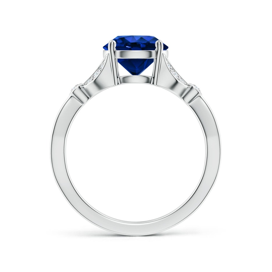 8mm Labgrown Lab-Grown Nature-Inspired Round Blue Sapphire Engagement Ring with Leaf Motifs in White Gold side 199