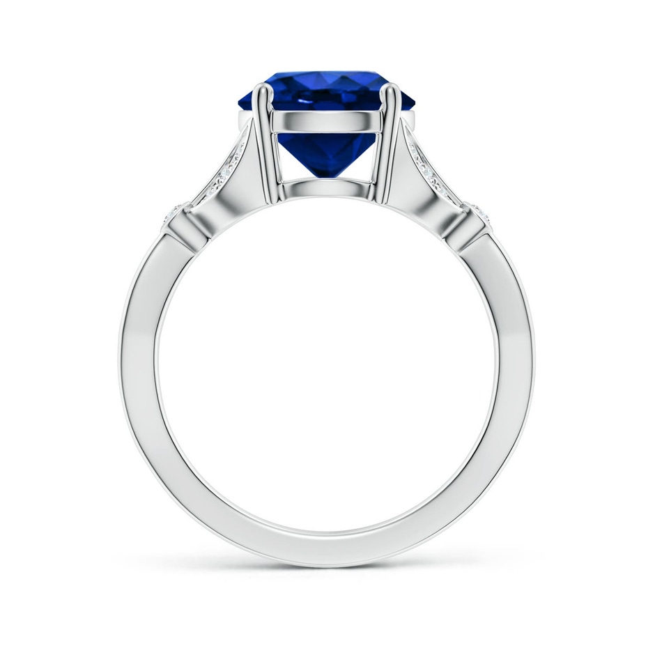 9mm Labgrown Lab-Grown Nature-Inspired Round Blue Sapphire Engagement Ring with Leaf Motifs in P950 Platinum side 199