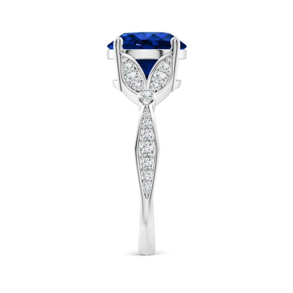 9mm Labgrown Lab-Grown Nature-Inspired Round Blue Sapphire Engagement Ring with Leaf Motifs in P950 Platinum side 299