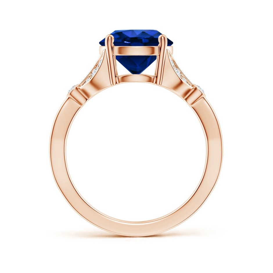 9mm Labgrown Lab-Grown Nature-Inspired Round Blue Sapphire Engagement Ring with Leaf Motifs in Rose Gold side 199