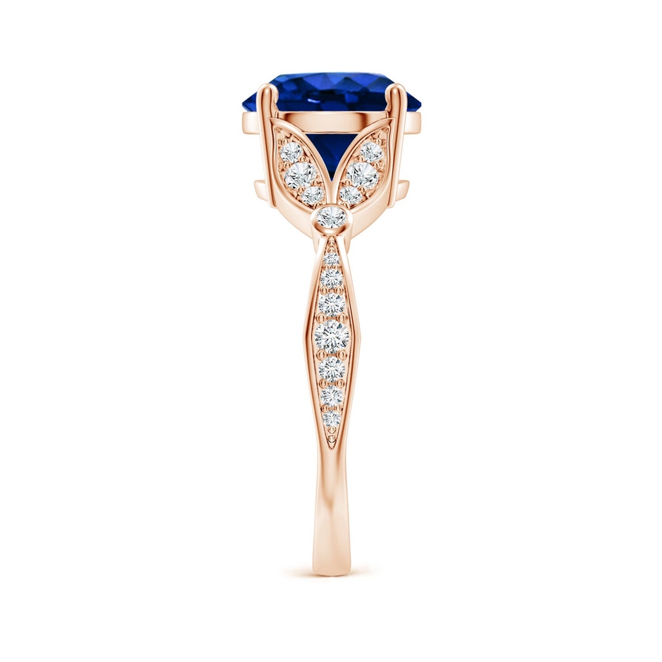 9mm Labgrown Lab-Grown Nature-Inspired Round Blue Sapphire Engagement Ring with Leaf Motifs in Rose Gold side 299