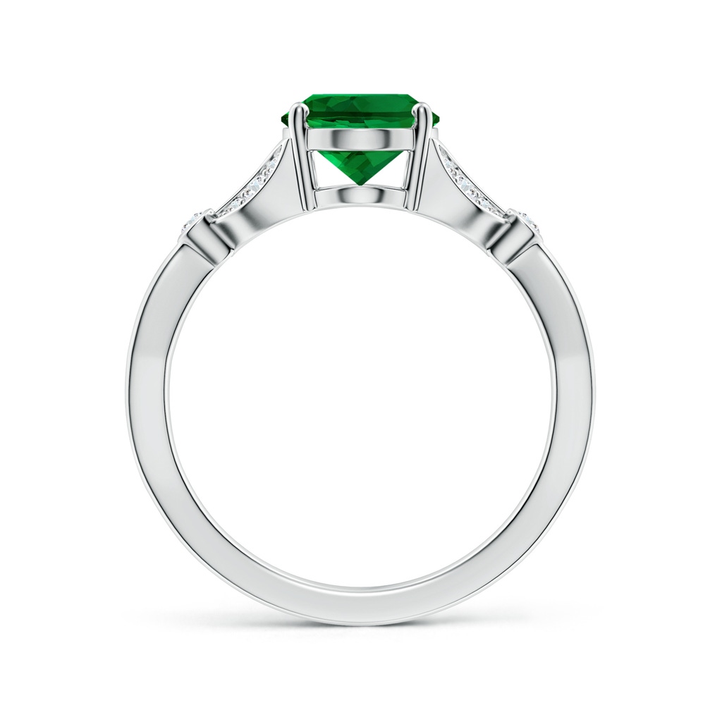 9x7mm Labgrown Lab-Grown Nature-Inspired Oval Emerald Engagement Ring with Leaf Motifs in White Gold Side 199