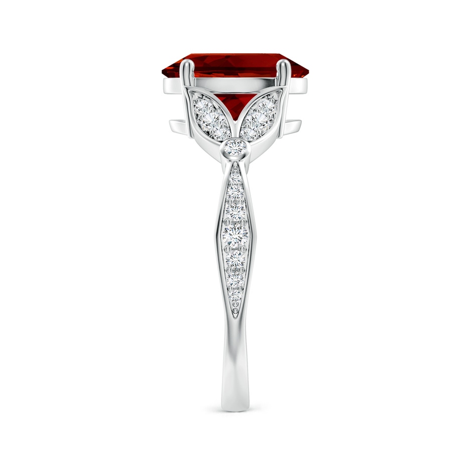 10x8mm Labgrown Lab-Grown Nature-Inspired Oval Ruby Engagement Ring with Leaf Motifs in 18K White Gold side 299