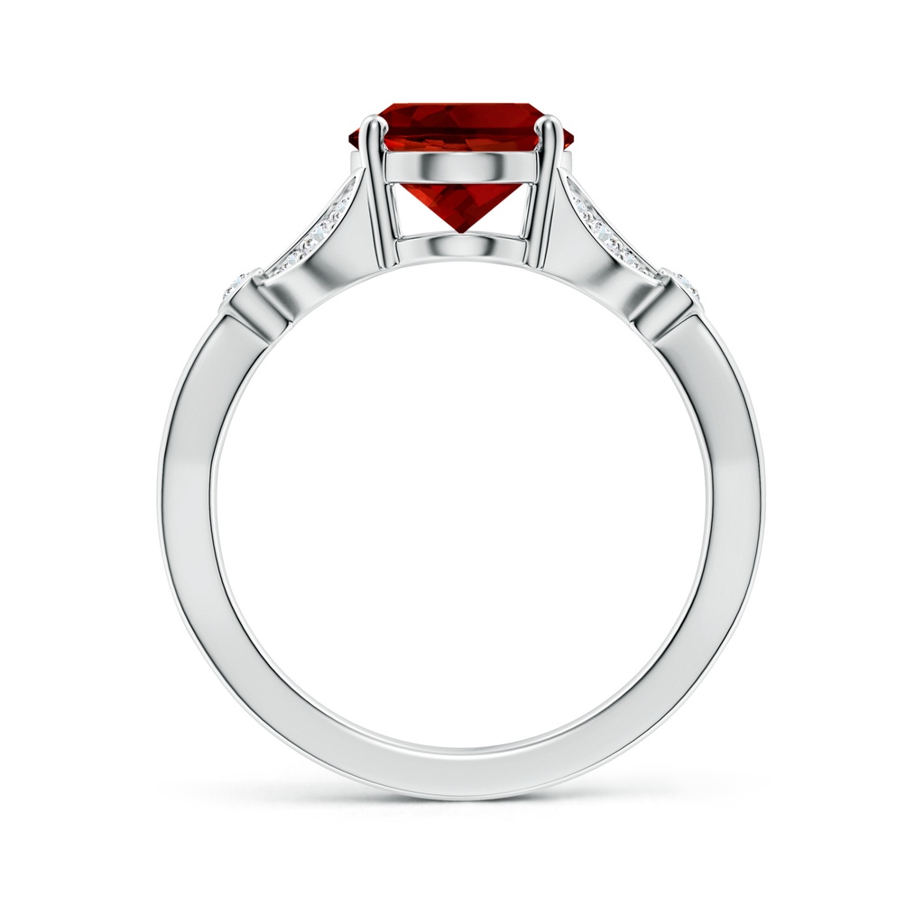 10x8mm Labgrown Lab-Grown Nature-Inspired Oval Ruby Engagement Ring with Leaf Motifs in White Gold - side 199