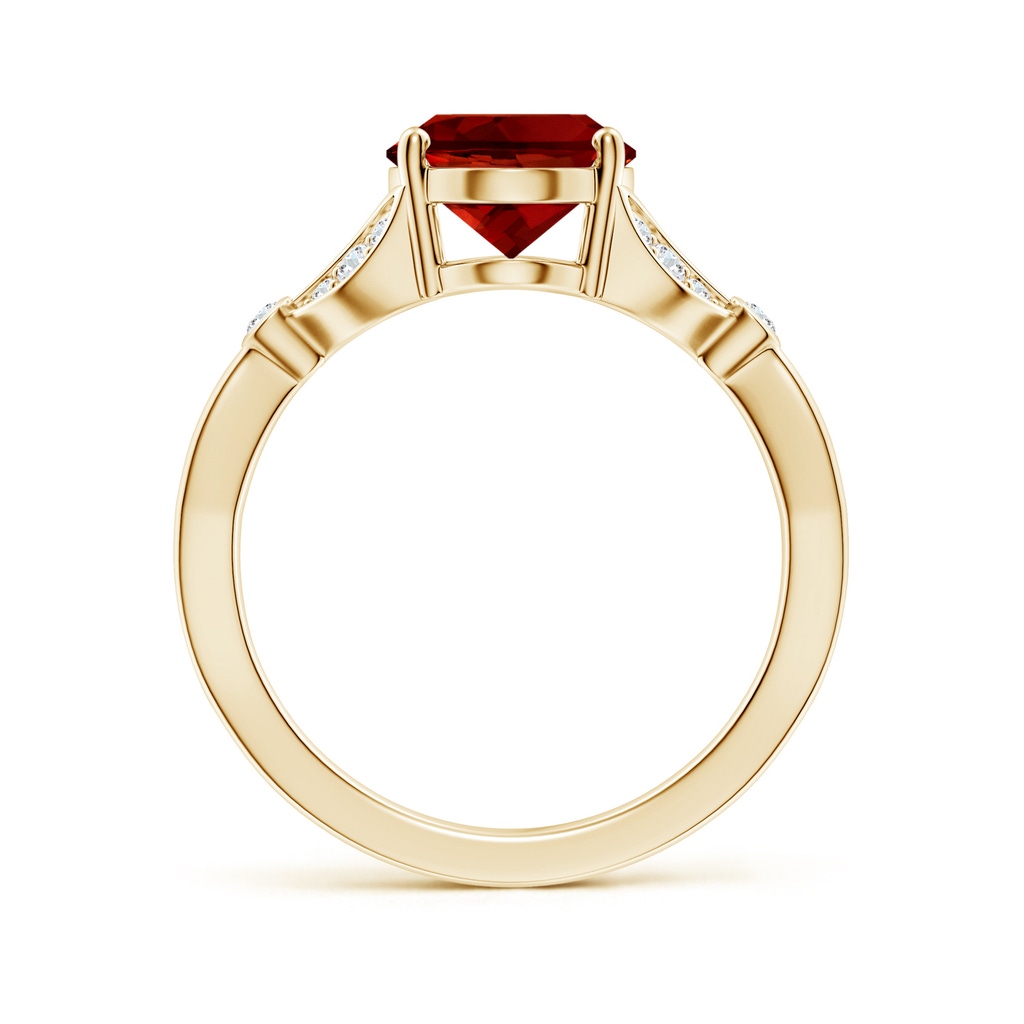 10x8mm Labgrown Lab-Grown Nature-Inspired Oval Ruby Engagement Ring with Leaf Motifs in Yellow Gold - side 199