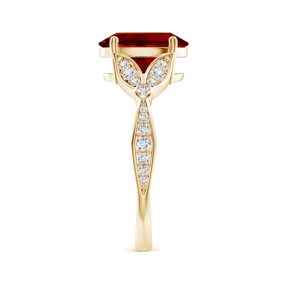 10x8mm Labgrown Lab-Grown Nature-Inspired Oval Ruby Engagement Ring with Leaf Motifs in Yellow Gold side 299