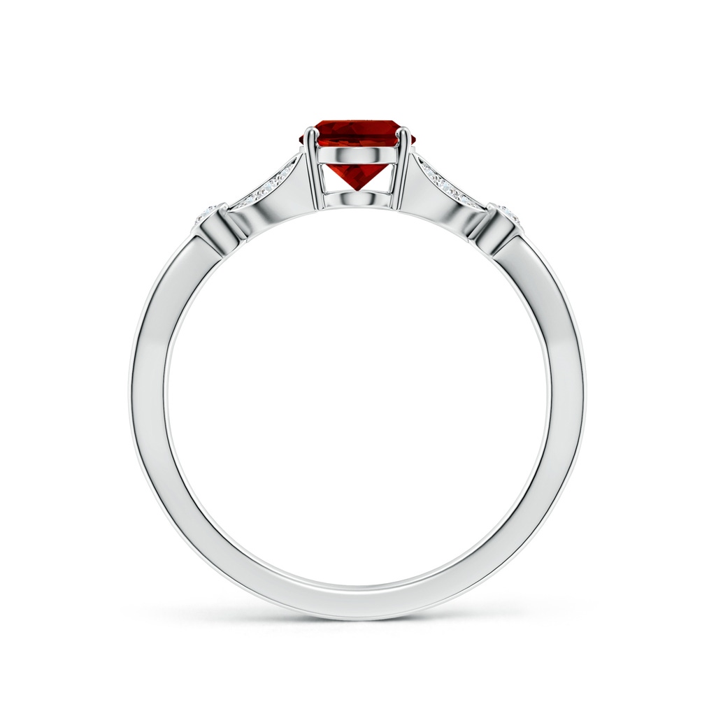 7x5mm Labgrown Lab-Grown Nature-Inspired Oval Ruby Engagement Ring with Leaf Motifs in 18K White Gold - side 199