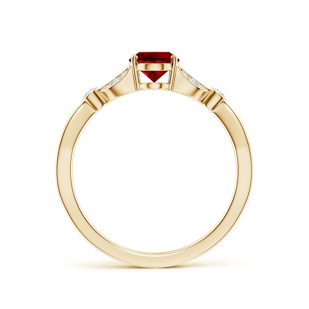 7x5mm Labgrown Lab-Grown Nature-Inspired Oval Ruby Engagement Ring with Leaf Motifs in 18K Yellow Gold - side 199