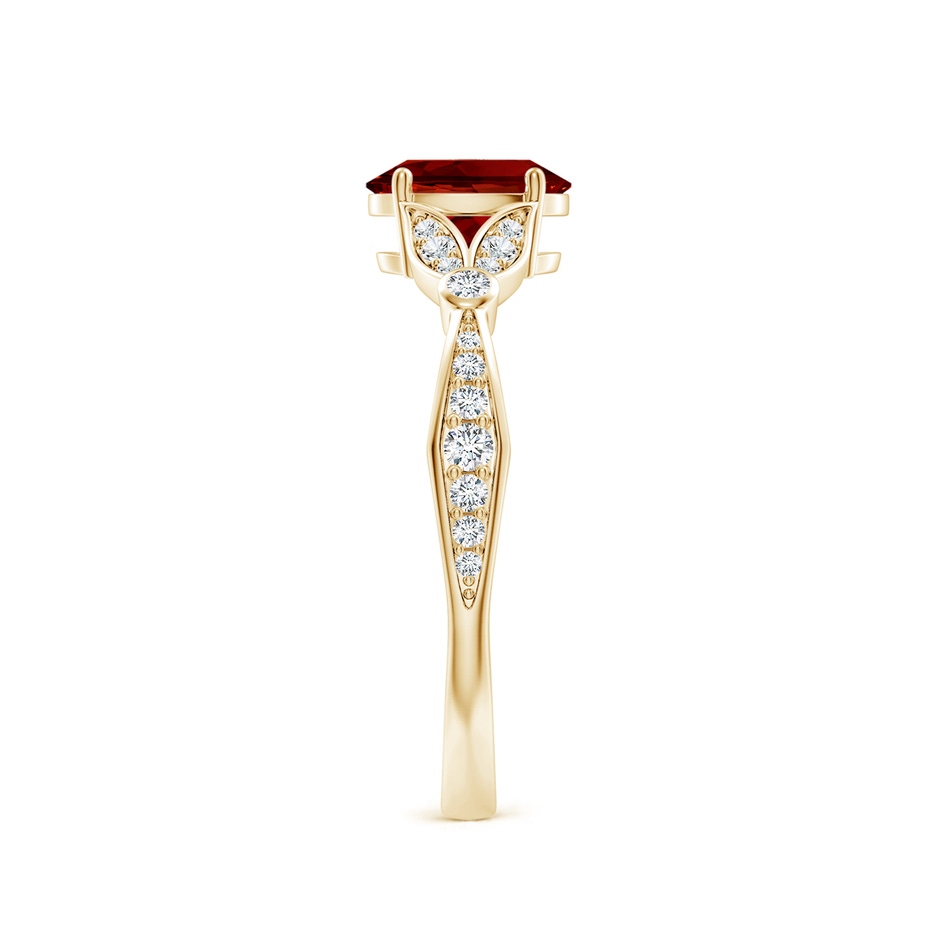 7x5mm Labgrown Lab-Grown Nature-Inspired Oval Ruby Engagement Ring with Leaf Motifs in 18K Yellow Gold side 299