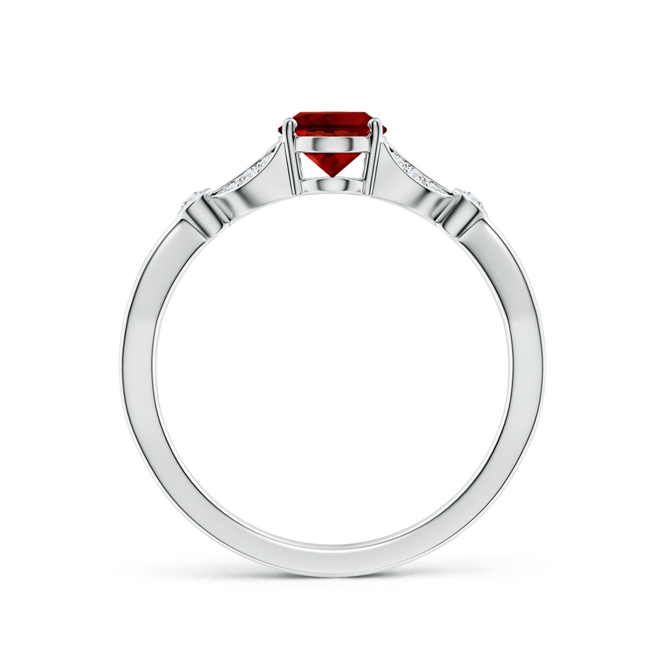 7x5mm Labgrown Lab-Grown Nature-Inspired Oval Ruby Engagement Ring with Leaf Motifs in White Gold side 199