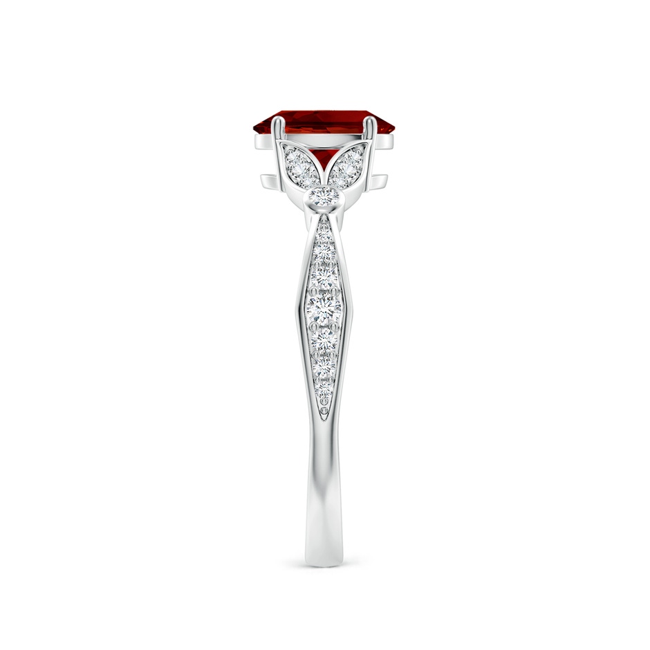 7x5mm Labgrown Lab-Grown Nature-Inspired Oval Ruby Engagement Ring with Leaf Motifs in White Gold side 299