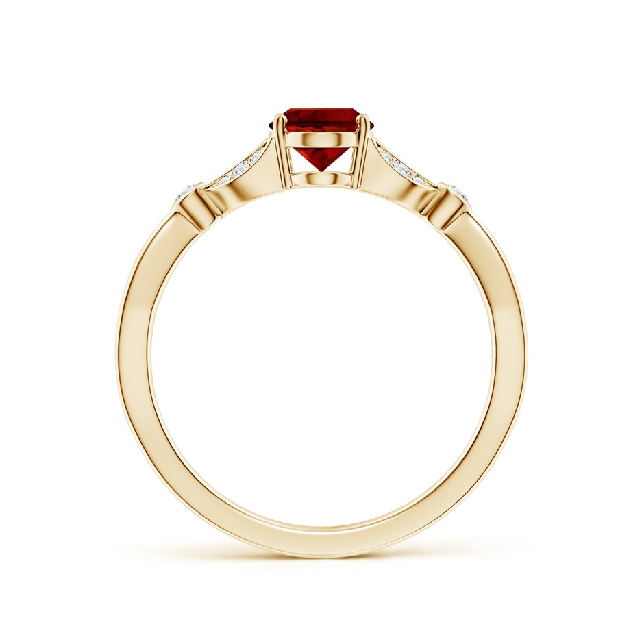 7x5mm Labgrown Lab-Grown Nature-Inspired Oval Ruby Engagement Ring with Leaf Motifs in Yellow Gold side 199