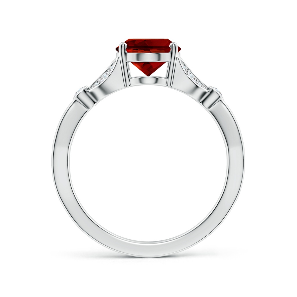 9x7mm Labgrown Lab-Grown Nature-Inspired Oval Ruby Engagement Ring with Leaf Motifs in White Gold - side 199