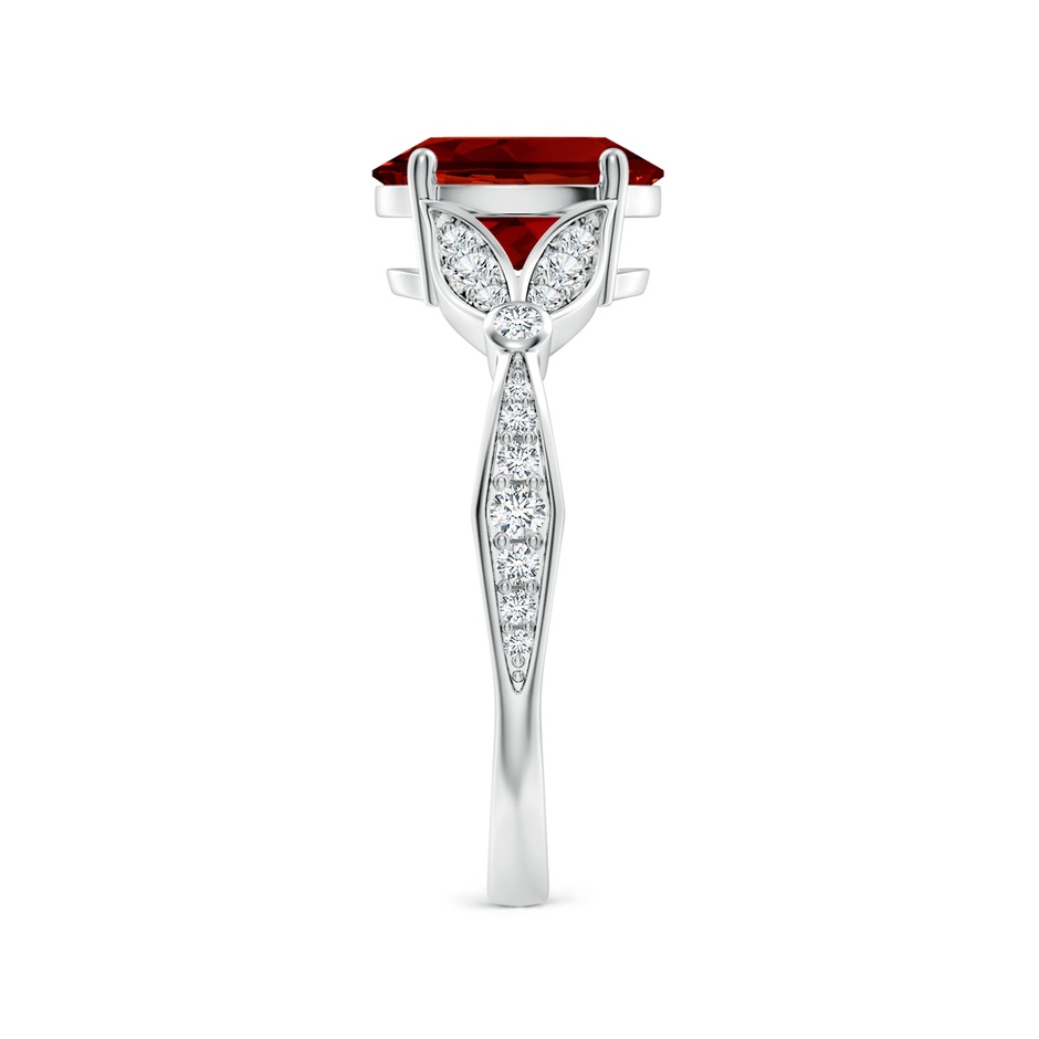 9x7mm Labgrown Lab-Grown Nature-Inspired Oval Ruby Engagement Ring with Leaf Motifs in White Gold side 299