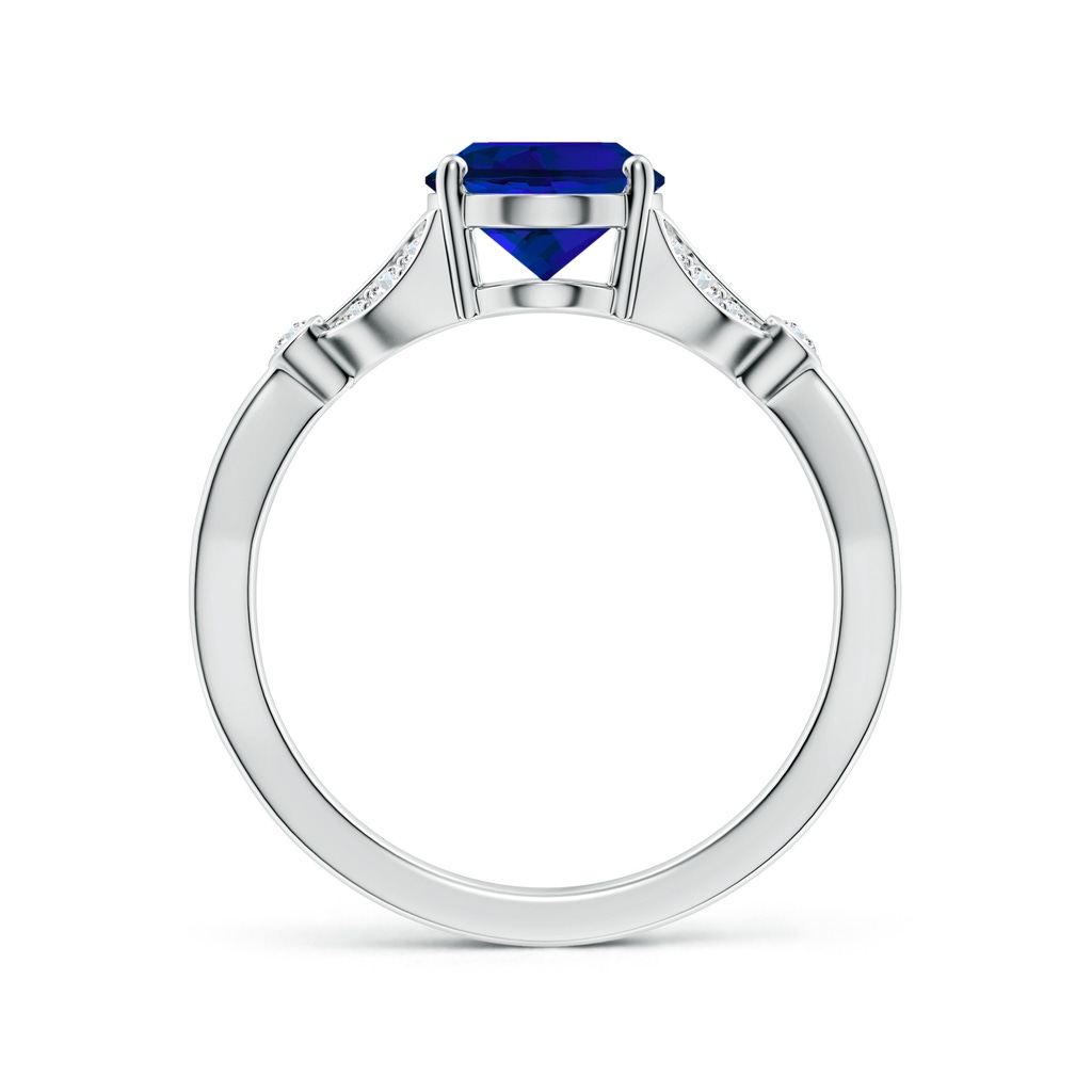 9x7mm Labgrown Lab-Grown Nature-Inspired Oval Blue Sapphire Engagement Ring with Leaf Motifs in White Gold Side 199