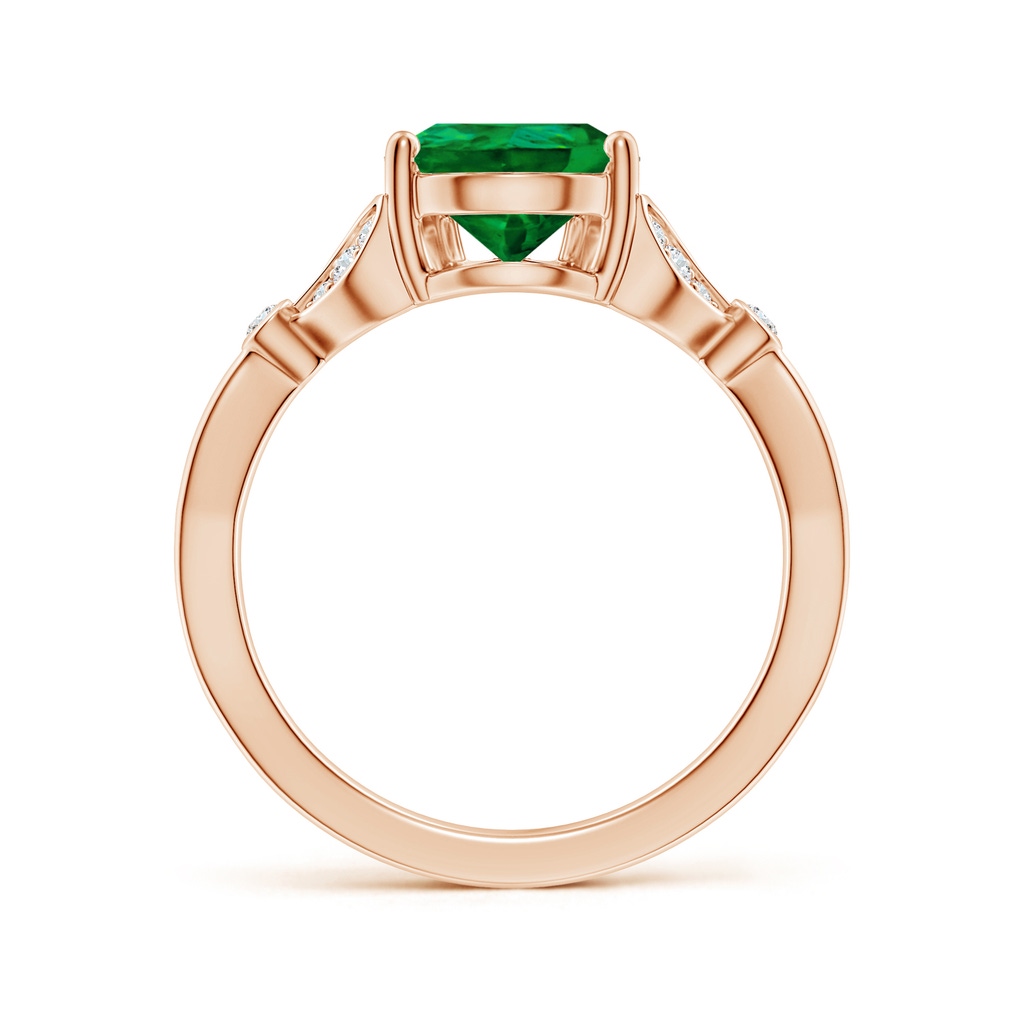 10x8mm Labgrown Lab-Grown Nature-Inspired Pear Emerald Engagement Ring with Leaf Motifs in Rose Gold - side 199