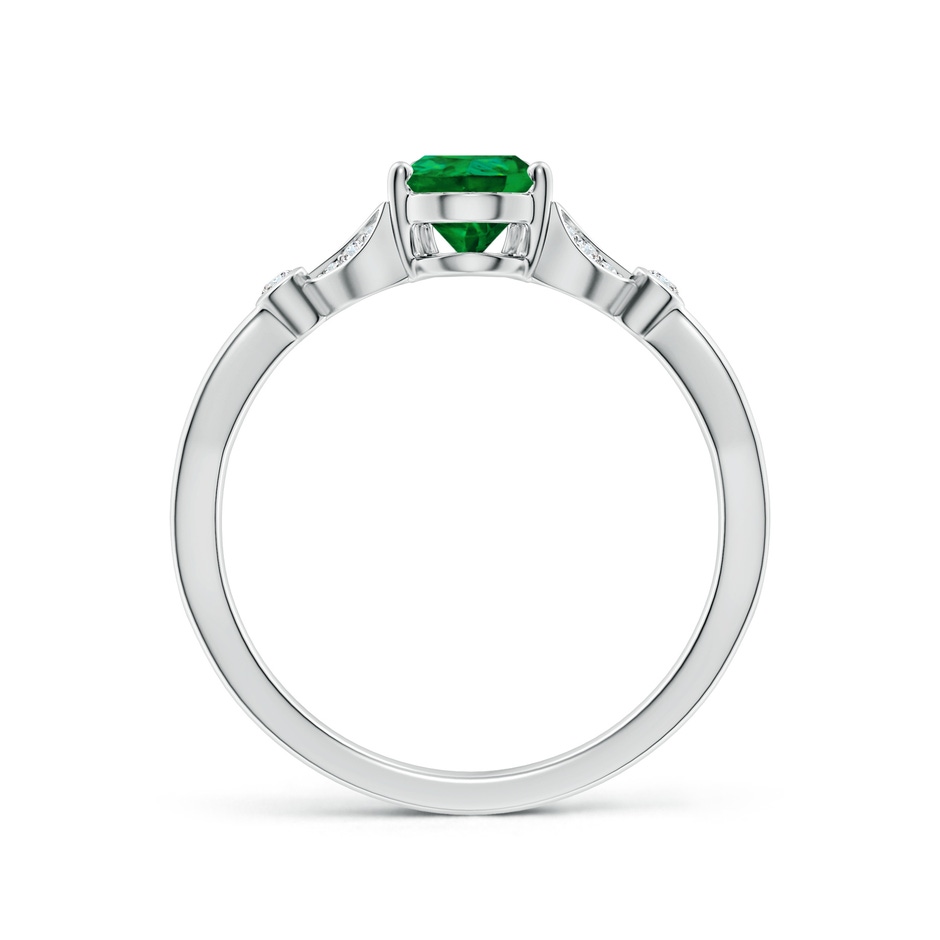 7x5mm Labgrown Lab-Grown Nature-Inspired Pear Emerald Engagement Ring with Leaf Motifs in White Gold side 199