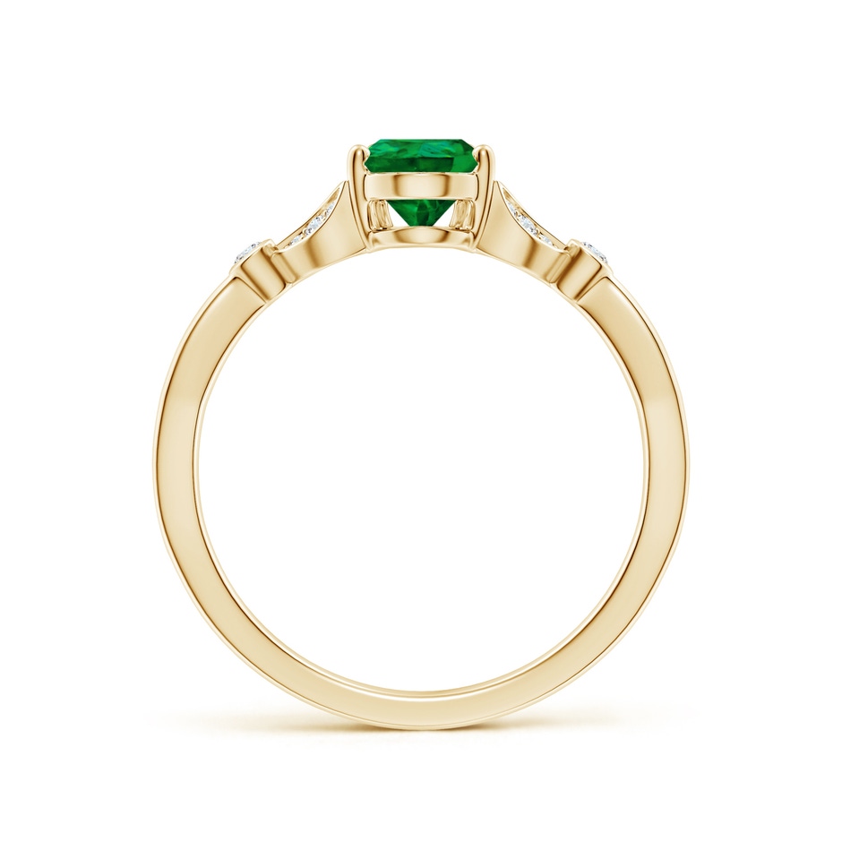 7x5mm Labgrown Lab-Grown Nature-Inspired Pear Emerald Engagement Ring with Leaf Motifs in Yellow Gold side 199