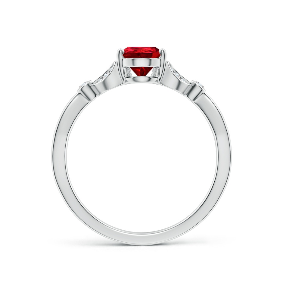 7x5mm Labgrown Lab-Grown Nature-Inspired Pear Ruby Engagement Ring with Leaf Motifs in 18K White Gold side 199