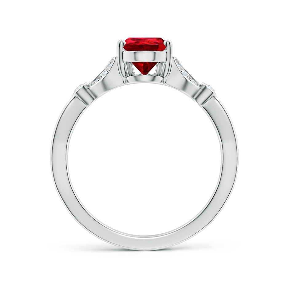 9x7mm Labgrown Lab-Grown Nature-Inspired Pear Ruby Engagement Ring with Leaf Motifs in White Gold side 199