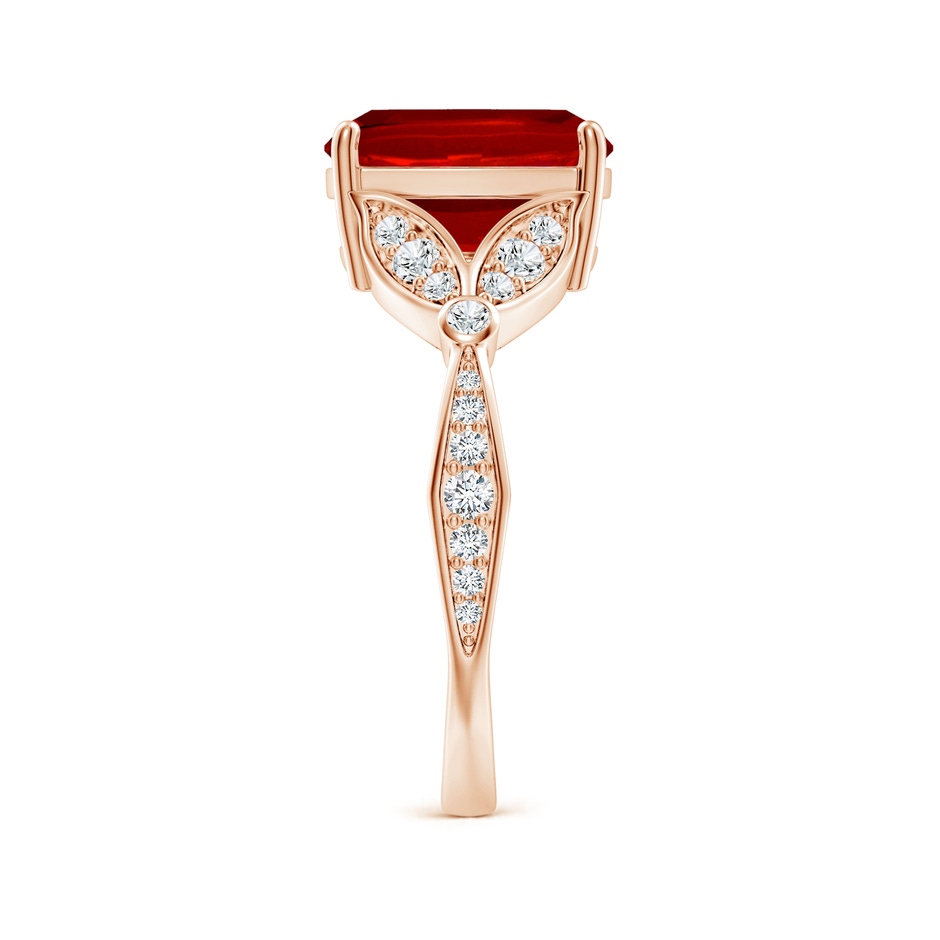 10x8mm Labgrown Lab-Grown Nature-Inspired Cushion Rectangular Ruby Engagement Ring with Leaf Motifs in 18K Rose Gold side 299
