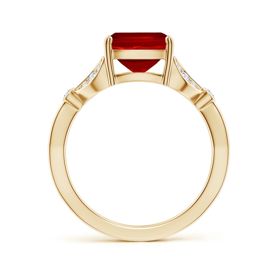 10x8mm Labgrown Lab-Grown Nature-Inspired Cushion Rectangular Ruby Engagement Ring with Leaf Motifs in 18K Yellow Gold side 199