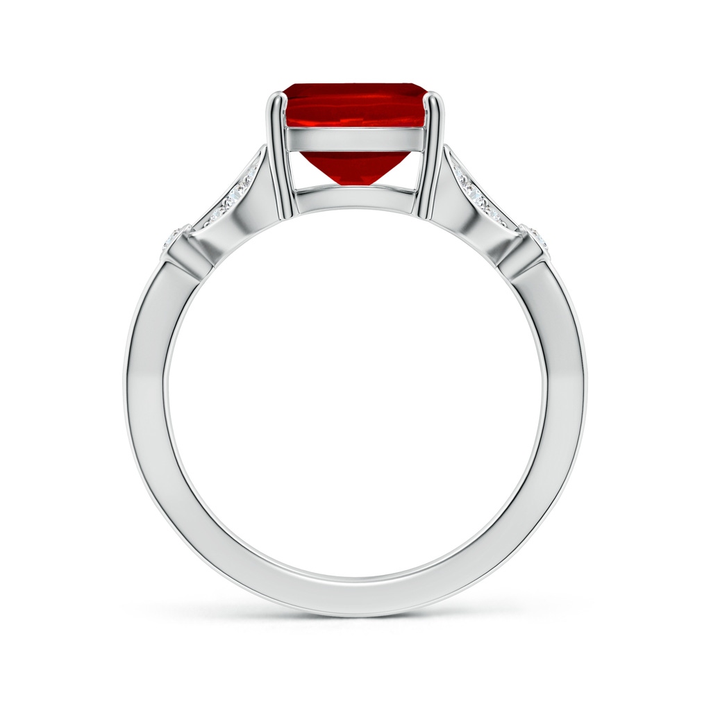 10x8mm Labgrown Lab-Grown Nature-Inspired Cushion Rectangular Ruby Engagement Ring with Leaf Motifs in P950 Platinum - side 199